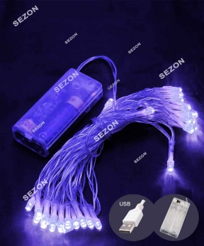 Купить НА БАТАРЕЙКАХ 30 LED, 3м синій