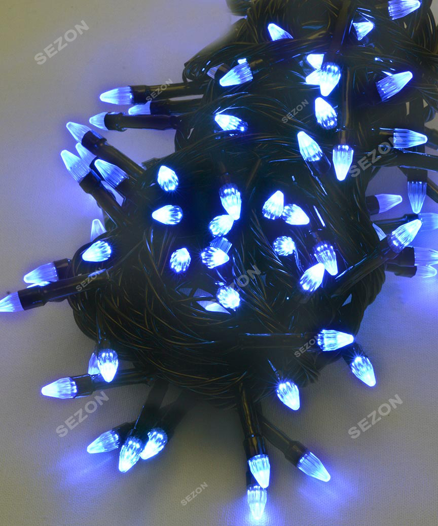 КОНУС     200 LED,  синій   (чорний провід)
