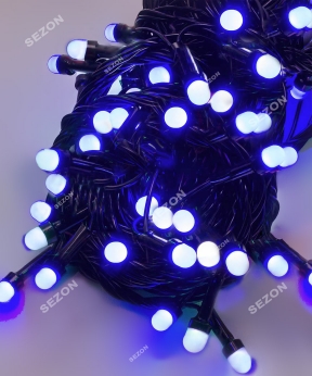 Купить Лінза 100 LED матова 8мм, чорний провід, синій