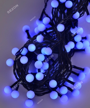 Купить Кульки 10мм  100 LED 6м  чорний провід, синя