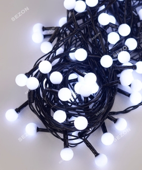 Купить Кульки 10мм  100 LED 6м  чорний провід, білий