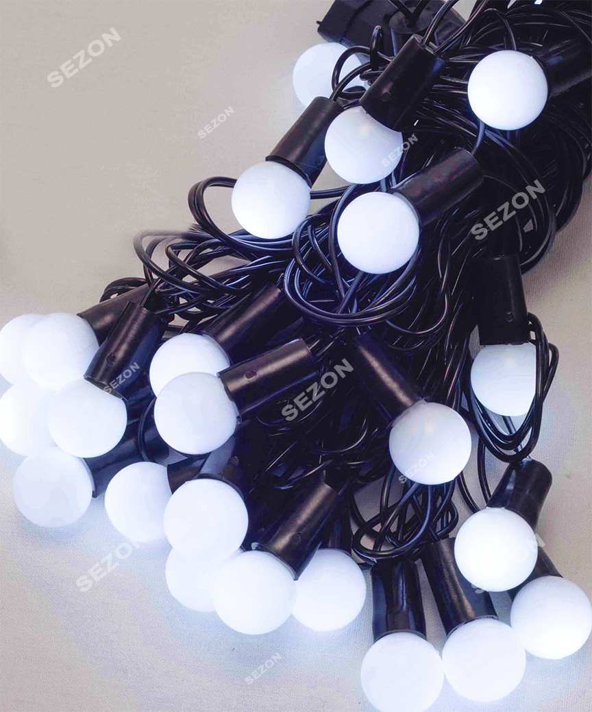 Кульки  18мм 40 LED, 7м+ перехідник,   білий