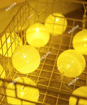 Купить Кульки з ниток 50мм золото 12 LED 4м+ перехідник, теплий білий