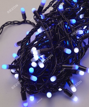 Купить Вулична 100 LED 10м, чорний ПВХ провід 2.2мм,  синьо-білий BW
