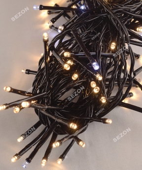 Купить Вулична модульна 100LED 10м, чорний ПВХ провід 2мм, білий терлий+ FLASH