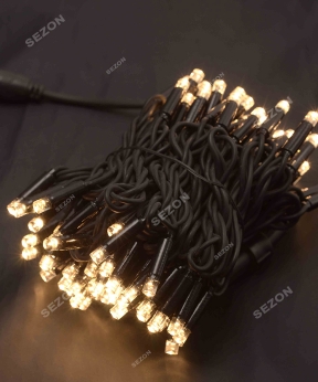 Купить Вулична 200 LED,  20м,  чорний каучук 3,3мм, білий теплий+ FLASH  (10)