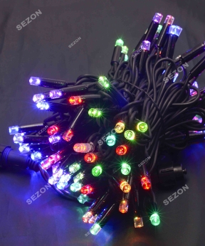 Купить Вулична 200 LED,  20м,  чорний каучук 3,3мм, мульті RGB