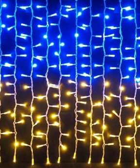 Купить Водоспад 360 LED 3м*2м  (8 режимів+ статичн), жовто- синій