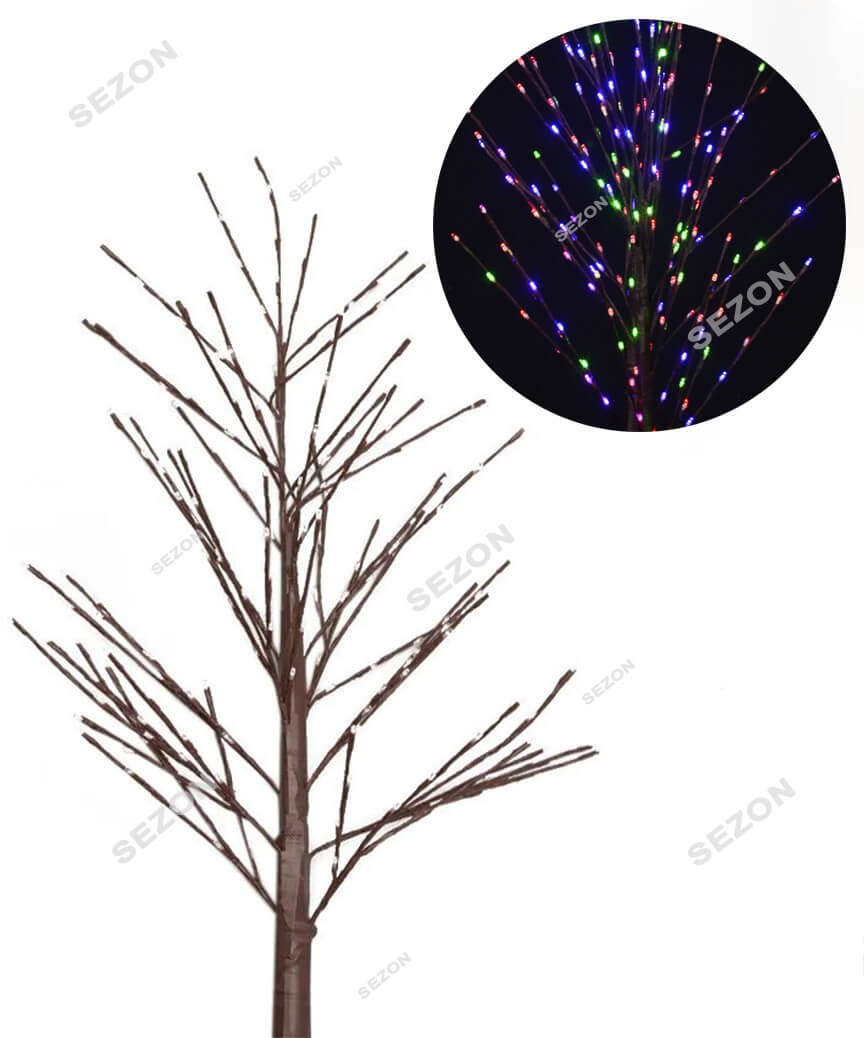 Дерево коричневий стовбур 225 LED 1,5м,  мульті