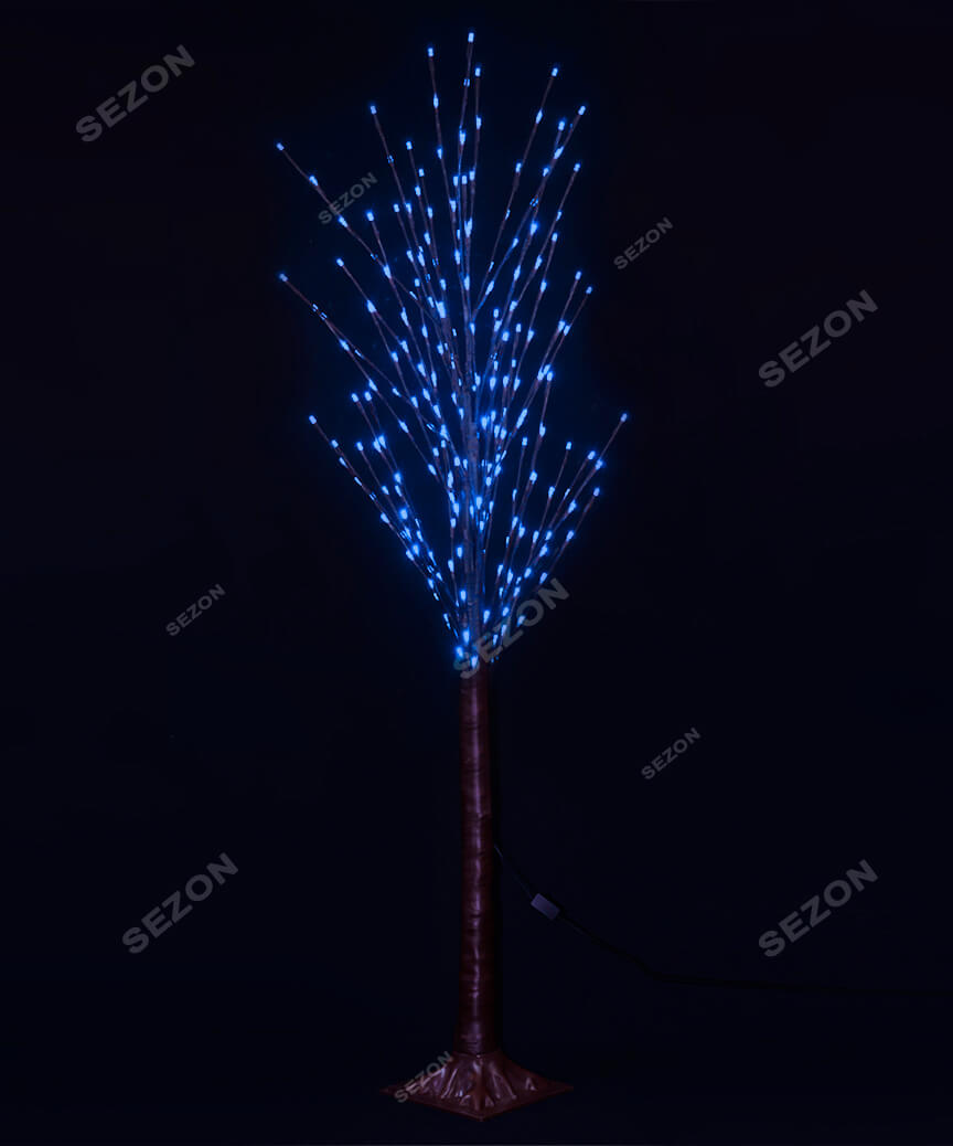 Дерево коричневий стовбур 225 LED 1,5м,   синій