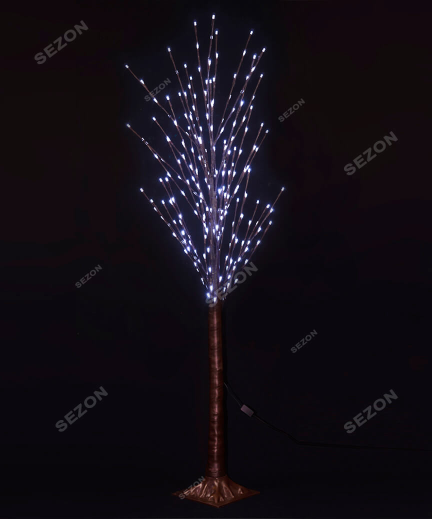 Дерево коричневий стовбур 225 LED 1,5м,  білий