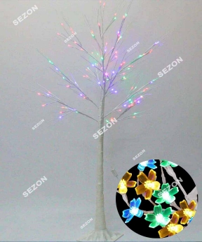 Купить Дерево квітки, білий стовбур 180 LED 1,5м,   мульті