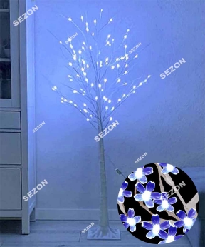 Купить Дерево квітки, білий стовбур 180 LED 1,5м,   синій