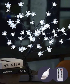 Купить Дерево КВІТКИ  30cm,  24л, USB, пульт ДК, білий  (50)