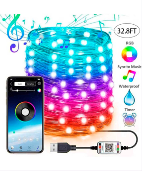 Купить Розумна гірлянда SMART РОСА 100led 10м, BlueTooth RGB (всі діоди світять вибраним кольором)