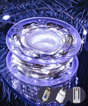 Купить Роса 1000 LED 100м, реле 8 режимів +USB, пульт ДК,  білий (50)