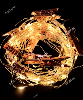 Купить Прищіпка роса 100 LED, 10м, теплий білий