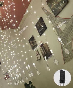 Купить Штора-роса з кристалом знизу 600л (15ліній),  3м*2м/ з'єднювач, білий