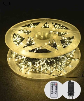 Купить Роса-мішура 30m 1200LED, зелений провід, 8 режимів 31V, пульт ДК, теплий білий  (30)