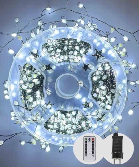 Купить Роса-мішура крупна лампа 50m 1500LED, зелений провід реле 31V, пульт ДК,  білий  (30)