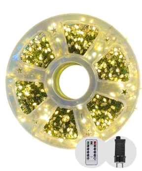 Купить Роса-мішура крупна лампа 50m 1500LED, зелений провід реле 31V, пульт ДК, теплий білий  (30)