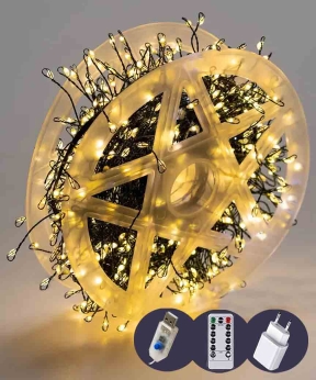 Купить Роса-мішура 30m 1200LED, зелений провід, 8 режимів 31V, пульт ДК, теплий білий  (30)