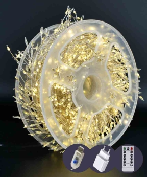 Купить Роса-мішура 50m 1500LED, прозорий провід USB пульт ДК, теплий білий  (30)