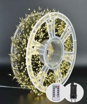 Купить Роса-мішура 100m 3000LED, зелений провід,  реле 8 режимів 31V, пульт ДК, теплий білий (50)