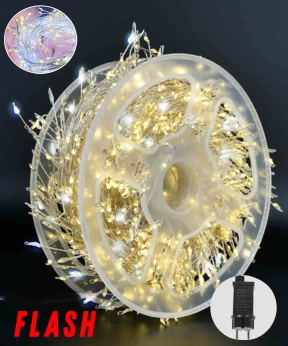 Купить Роса-мішура FLASH 100m 3000LED прозорий провід  реле 45V,  теплий білий (24)