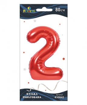 Купить Фольгована кулька цифра "2" червона  32"(80cm)  Pelican 1шт.