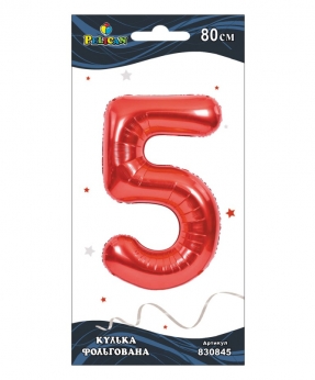 Купить Фольгована кулька цифра "5" червона  32"(80cm)  Pelican 1шт.
