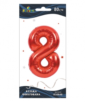 Купить Фольгована кулька цифра "8" червона  32"(80cm)  Pelican 1шт.