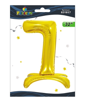 Купить Цифра на подставке Pelican, "7" золото 80см, (индивидуальная упак.)