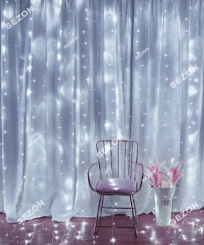 Купить Штора  200 LED 5м*0,6м, прозор/провід  2,2мм, білий  (статичний режим)