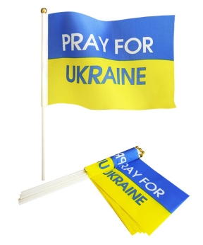 Купить Прапорець 14см*21см "PRAY FOR UKRAINE"