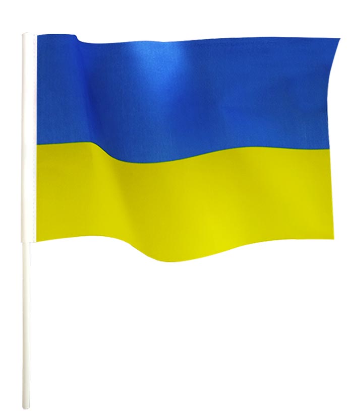 Прапор зі  штоком 30см*45см "Україна"  (поліестер)
