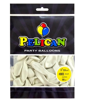 Купить Латексні кульки 5"(13cm) пастель #001 білий, Pelican 50шт
