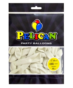 Купить Латексні кульки 5"(13cm) макарун #201 білий, Pelican 50шт