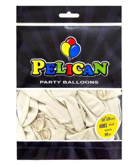 Купить Латексні кульки 10"(25cm) пастель #001 білий, Pelican 50шт