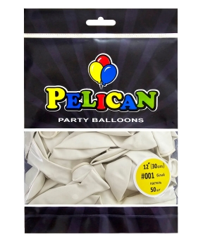 Купить Латексні кульки 12"(30cm) пастель #001 білий, Pelican 50шт