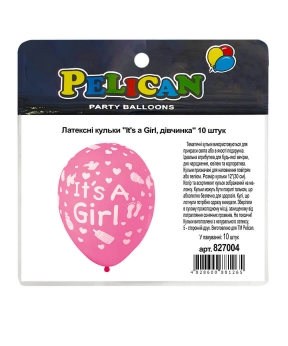 Купить Латексні кульки 12"(30сm) "It's a Girl, дівчинка" 5-стор. Pelican 10шт