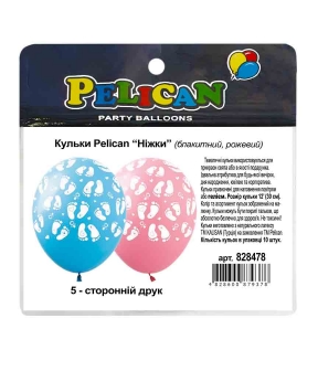 Купить Кульки Pelican 12"(30сm) "Ніжки" (блакитний, рожевий)  5-стор.10шт