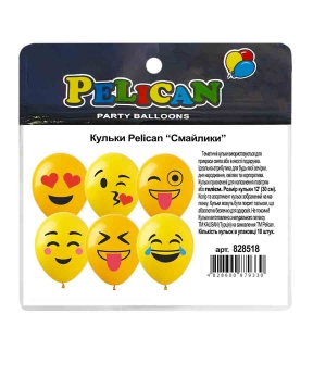 Купить Кульки Pelican 12"(30сm) "Смайлики" 1-стор. 10шт