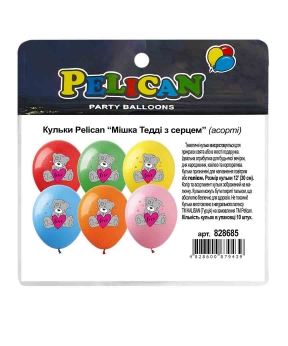 Купить Кульки Pelican 12"(30сm) "Мішка Тедді з серцем" асорті 1-стор. 10шт