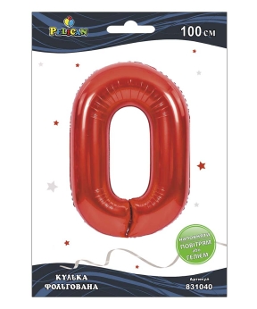 Купить Фольгована кулька цифра "0" червона  40"(100cm)  Pelican 1шт.