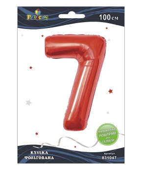 Купить Фольгована кулька цифра "7" червона  40"(100cm)  Pelican 1шт.