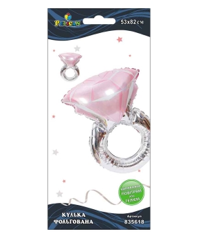 Купить Кулька фольг. Pelican, каблучка рожевий діамант, 82см (індивідуальна упак.)