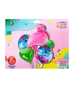 Купить Набір з 5 кульок фольгованих  "Фламінго  party"