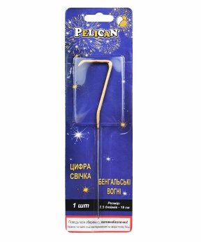 Купить Бенгальська свічка цифра "7" золото  Pelican   (24/288)