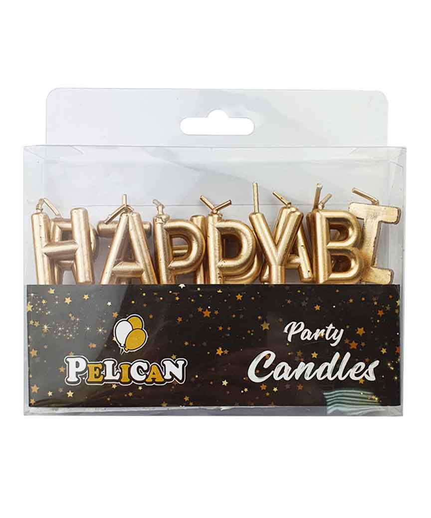 Набор свечей для торта Happy birthday, золото